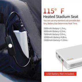img 2 attached to Blufree Extra Wide Heated Stadium Seat with 6 Reclining Positions, Foldable Portable Bleacher Chair, Arm and Back Support, Thick Cushion for Outdoor Picnic Camping & Sports (USB Power Bank Not Included)