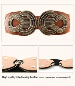 img 1 attached to Accessorize In Style: Vintage Basic Stretchy Elastic Wide Waist Belt With Metal Interlock Buckle For Women'S Dresses - Set Of 2 From VOCHIC