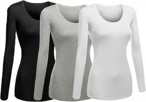 img 4 attached to Essential Long Sleeve Tee For Women: Junior And Plus Sizes, Scoop Neck Basic T-Shirt By Emmalise