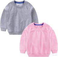 👕 cute and comfy: girls boys kids sweatshirt 2 or 3 pack - long sleeve cotton thin baby crewneck tops for toddlers 1-8t logo