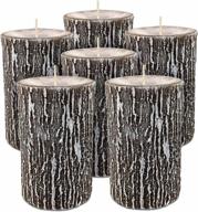 add a cozy touch to your home with hyoola timberline stone pillar candles - european made rustic birch candles (6 pack, 3"x5") logo