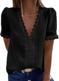 img 4 attached to Stylish Short Sleeve Lace Crochet Tunic Tops With Polka Dot Design For Women S-2XL By Asvivid