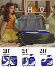 img 3 attached to Упаковочные кубики OlarHike Travel - набор из 8 штук, 4 размеров (очень большой, большой, средний, маленький), сумки-органайзеры для багажа для дорожных принадлежностей и предметов первой необходимости, дорожные кубики для чемоданов (синие)