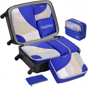 img 4 attached to Упаковочные кубики OlarHike Travel - набор из 8 штук, 4 размеров (очень большой, большой, средний, маленький), сумки-органайзеры для багажа для дорожных принадлежностей и предметов первой необходимости, дорожные кубики для чемоданов (синие)