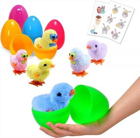 img 4 attached to 6 упаковок больших пасхальных яиц-сюрпризов с прыгающими фигурками и наклейками с животными - Kids Basket Stuffers
