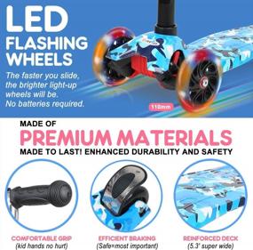 img 1 attached to 🛴 VOKUL 3 Wheel Kick Scooter for Kids - Adjustable Height, LED Light Up Wheels, Lean to Steer - Ideal for Boys & Girls Toddlers