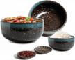 5 pieces premium ceramic large ramen bowls set: 2 brown 37 oz noodles bowl. asian chinese japanese or pho soup. includes: 1 rice bowl and 2 sauce dishes. by vallenwood. (brown) logo