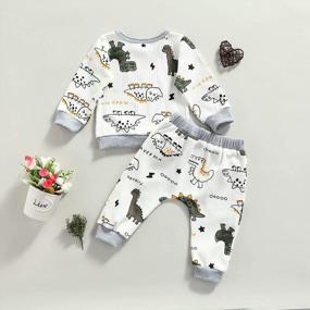 img 1 attached to Newborn Infant Baby Boy Clothes: Gender Neutral Dinosaur Animal Sweatshirts & Pants Outfits For Fall/Winter