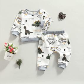 img 2 attached to Newborn Infant Baby Boy Clothes: Gender Neutral Dinosaur Animal Sweatshirts & Pants Outfits For Fall/Winter
