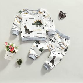 img 3 attached to Newborn Infant Baby Boy Clothes: Gender Neutral Dinosaur Animal Sweatshirts & Pants Outfits For Fall/Winter