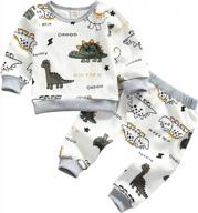 одежда для новорожденных мальчиков: нейтральные в гендерном отношении динозавры, толстовки и штаны, одежда для осени и зимы логотип