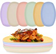 set of 6 unbreakable wheat straw plates - 11.5" dishwasher & microwave safe reusable eco-friendly bpa free lightweight easy clean serving dishes healthy for kids toddler & adult логотип