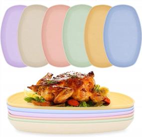 img 4 attached to Set Of 6 Unbreakable Wheat Straw Plates - 11.5" Dishwasher & Microwave Safe Reusable Eco-Friendly BPA Free Lightweight Easy Clean Serving Dishes Healthy For Kids Toddler & Adult