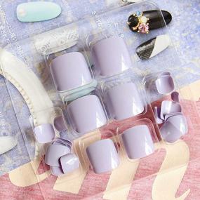 img 4 attached to 24Pcs Taro Purple Solid Candy Style Toe Nails Full Cover Feet Patch для девочек / женщин