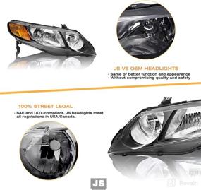 img 1 attached to 🚗 High-quality Replacement Headlight Assembly for 2006-2011 Honda Civic Sedan (Passenger & Driver Side) - JSBOYAT