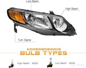 img 3 attached to 🚗 High-quality Replacement Headlight Assembly for 2006-2011 Honda Civic Sedan (Passenger & Driver Side) - JSBOYAT