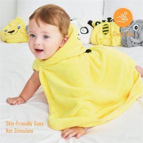 img 1 attached to 🐝 Sunny zzzZZ Baby Hooded Bath Towel and Washcloth Sets - Essentials for Newborn Boys and Girls - Baby Shower Gifts for Infants and Toddlers - 2 Towels and 8 Washcloths - Yellow Bee and Grey Elephant