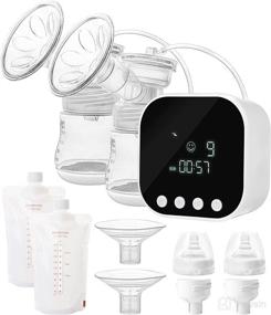 img 4 attached to 🍼 Portable Electric Breast Pump with Powerful Suction, Pain-Free and Rechargeable Silicone Milk Extractor - Includes Milk Storage Bags and Adapters, 2 Flange Sizes - Ideal for Home and Travel