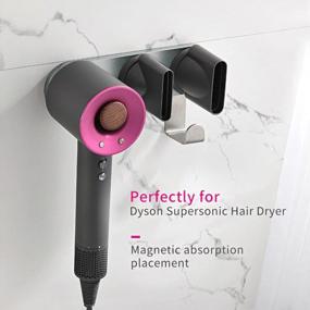 img 1 attached to KAIYING Wall Mount Hair Dryer Holder,Magnet Bracket Stand Holder Storage Rack Organizer For Dyson Supersonic Hair Blow Dryer, Power Plug, Diffuser And Nozzle,Aluminum (Small_Grey)
