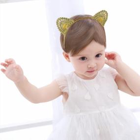 img 4 attached to Hand Embroidery Baby Cat Ears Headband Fmeida Princess Crown For Newborn Infant Toddlers Kids Girls