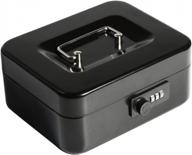 decaller combination lock cash box - secure metal box with money tray - small, black safe - size 7.8" x 6.8" x 3.6" - model qh2004s логотип