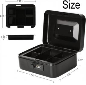 img 3 attached to Decaller Combination Lock Cash Box - Secure Metal Box With Money Tray - Small, Black Safe - Size 7.8" X 6.8" X 3.6" - Model QH2004S