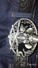 img 8 attached to Ride Into The Wild West With QUKE Cowboy Skull Buckle And Rifles Guns Design