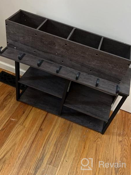 img 1 attached to Vintage Grey Entryway Bench Shoe Storage Rack Hall Tree With Shelves Hooks - HOMEFORT Coat Rack Shoe Bench Set For Mud Room Organization review by Billy Branch