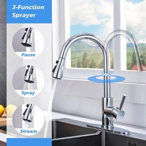 img 3 attached to Chrome Kitchen Faucet, Arofa Pull Down 3 Hole Deck Mount - Single Handle, Commercial Travel Trailer RV Kitchen Faucet W/ Sprayer