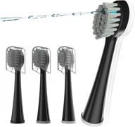 🦷 compact black flossing toothbrush head set - 3 count with covers logo