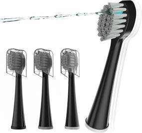 img 4 attached to 🦷 Compact Black Flossing Toothbrush Head Set - 3 Count with Covers