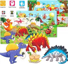 img 3 attached to Colorful Wooden Jigsaw Puzzles For Toddlers - Educational Toys For Kids Ages 3-5 (Set Of 6)