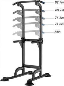 img 2 attached to Power Tower Pull Up Bar Dip Station: Multi-Function Home Gym Exercise Equipment For Strength Training And Fitness Workout, Height Adjustable Stand - Black
