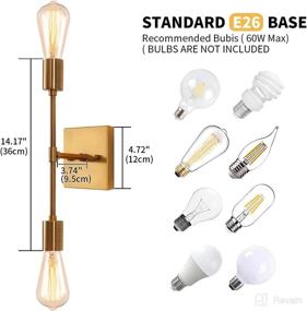 img 1 attached to ✨ Brushed Brass 2-Light Vanity Sconce, Indoor Wall Lighting for Mirror, Hallway, Bedroom, Living Room - Gold Wall Sconce Fixture