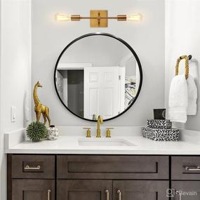 img 3 attached to ✨ Brushed Brass 2-Light Vanity Sconce, Indoor Wall Lighting for Mirror, Hallway, Bedroom, Living Room - Gold Wall Sconce Fixture