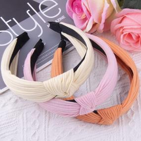 img 1 attached to SIQUK 15 Pieces Top Knot Headband Set - Stylish Cross Knot Wide Cloth Headbands For Women, Perfectly Knotted Hair Accessories