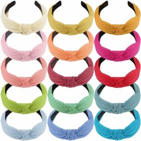 img 4 attached to SIQUK 15 Pieces Top Knot Headband Set - Stylish Cross Knot Wide Cloth Headbands For Women, Perfectly Knotted Hair Accessories