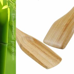 img 2 attached to Natural Bamboo Wok Spatula Set For Non-Stick Cookware - Long Handled Flat Frying Spatula And Stir Fry Spatula For Pancakes, Fish, And Eggs - 15 Inch Wood Turner - Pack Of 2 - By ZZQ