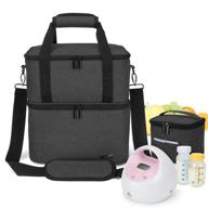 luxja breast pump bag with 2 insulated compartments for breast pump and cooler bag, pumping bag for working mothers (fits most major breast pump), black logo