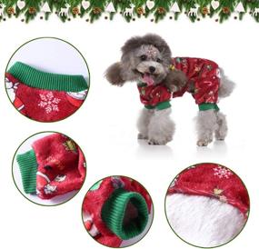 img 1 attached to CooShou Christmas Dog Pajamas: Santa Claus Snowflake Pattern - Warm Coral Fleece Pet Winter Jumpsuit for Small Dogs and Cats