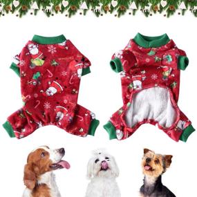 img 2 attached to CooShou Christmas Dog Pajamas: Santa Claus Snowflake Pattern - Warm Coral Fleece Pet Winter Jumpsuit for Small Dogs and Cats