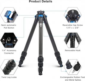 img 2 attached to SIRUI AM-254 Carbon Fiber Camera Tripod, Load Up To 12Kg/26.5Lbs,10-Layer Carbon Fiber