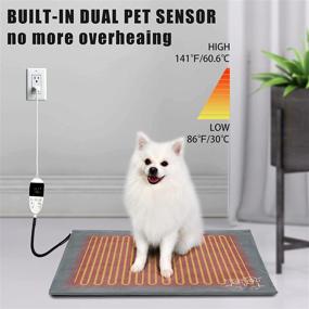 img 3 attached to 🐾 YUSWKO Upgraded Pet Heating Pad - Adjustable Temperature(86-141℉), Timer(4/8/12/24/48H), Waterproof & Chew Resistant - 18" x 28" Large Electric Heated Mat for Cats and Dogs