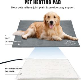 img 1 attached to 🐾 YUSWKO Upgraded Pet Heating Pad - Adjustable Temperature(86-141℉), Timer(4/8/12/24/48H), Waterproof & Chew Resistant - 18" x 28" Large Electric Heated Mat for Cats and Dogs