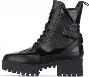 img 4 attached to Platform Combat Boots With Chunky Block Heels - Cape Robbin Hot Rod Women'S High Top Boots