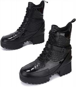 img 3 attached to Platform Combat Boots With Chunky Block Heels - Cape Robbin Hot Rod Women'S High Top Boots