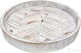 img 4 attached to 🌾 Rustic White Wood Lazy Susan: Farmhouse Turntable Kitchen Organizer Tray & More - 12.5 Inch