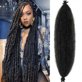 img 4 attached to Pre-Separated Springy Afro Twist Hair 9 Packs Natural Black Spring Twist Hair Marley Twist Braiding Hair Synthetic Hair Extension For Black Women(36Inch, #1B)