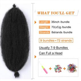 img 3 attached to Pre-Separated Springy Afro Twist Hair 9 Packs Natural Black Spring Twist Hair Marley Twist Braiding Hair Synthetic Hair Extension For Black Women(36Inch, #1B)