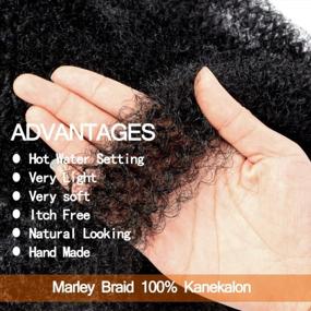 img 1 attached to Pre-Separated Springy Afro Twist Hair 9 Packs Natural Black Spring Twist Hair Marley Twist Braiding Hair Synthetic Hair Extension For Black Women(36Inch, #1B)